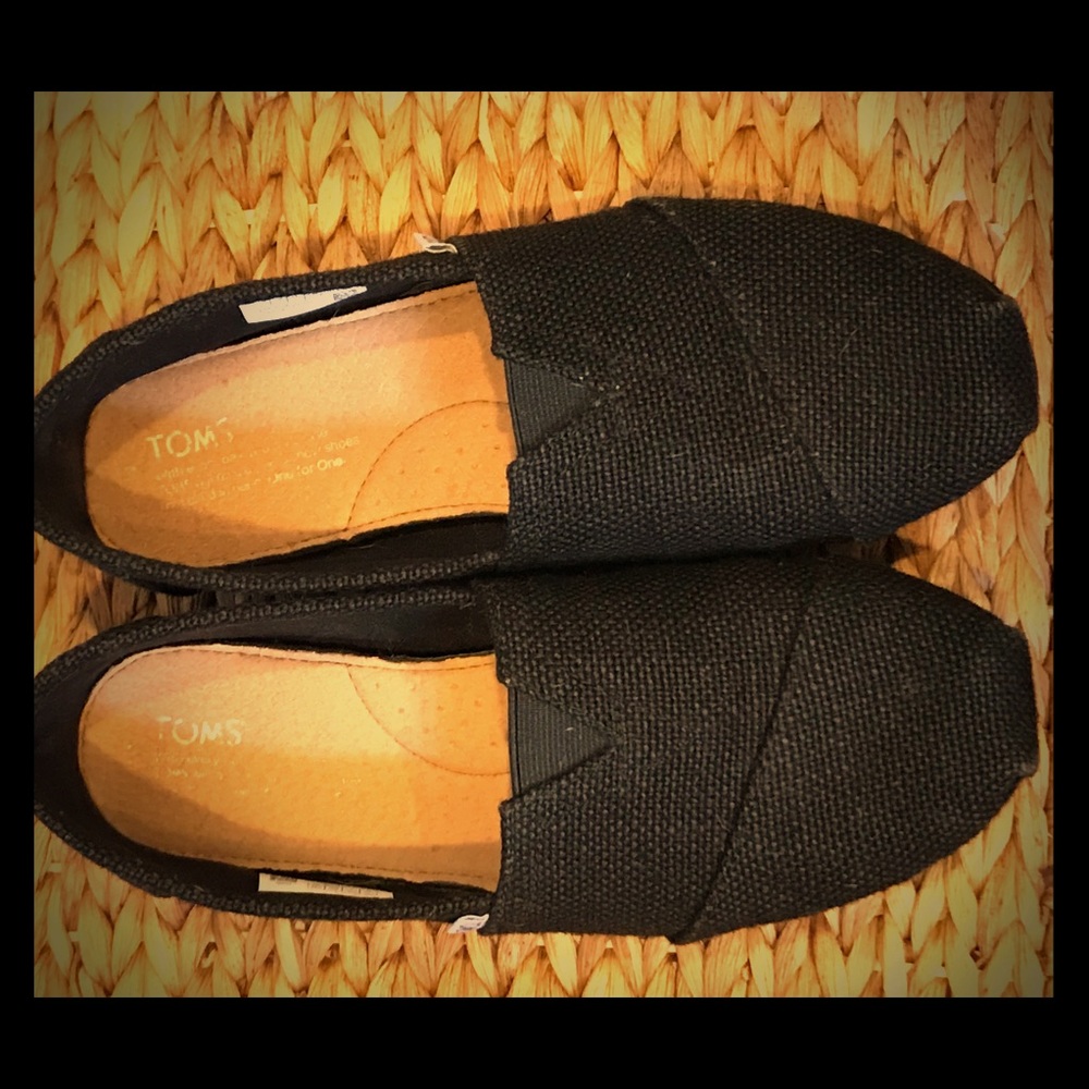Toms Men's Classic Burlap Black Canvas Flat Shoe